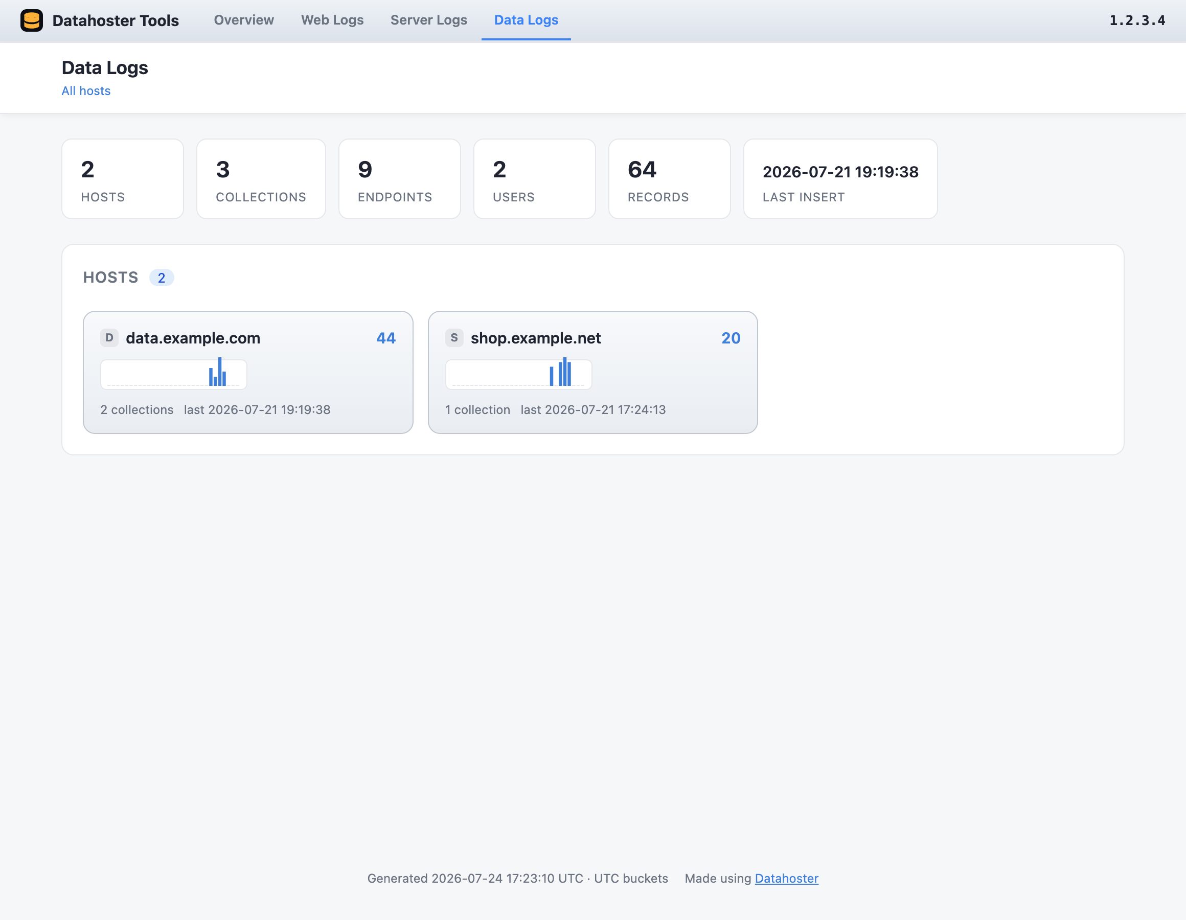 Data Logs all-hosts view